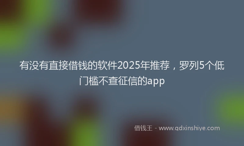 有没有直接借钱的软件2025年推荐，罗列5个低门槛不查征信的app