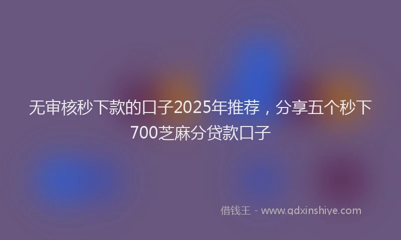 无审核秒下款的口子2025年推荐，分享五个秒下700芝麻分贷款口子