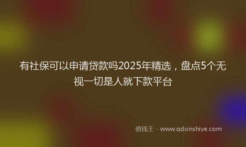 有社保可以申请贷款吗2025年精选，盘点5个无视一切是人就下款平台