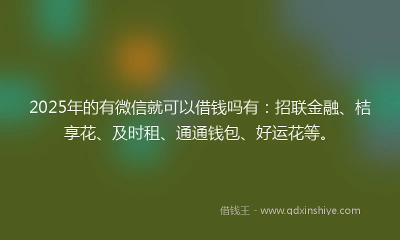 2025年的有微信就可以借钱吗有：招联金融、桔享花、及时租、通通钱包、好运花等。