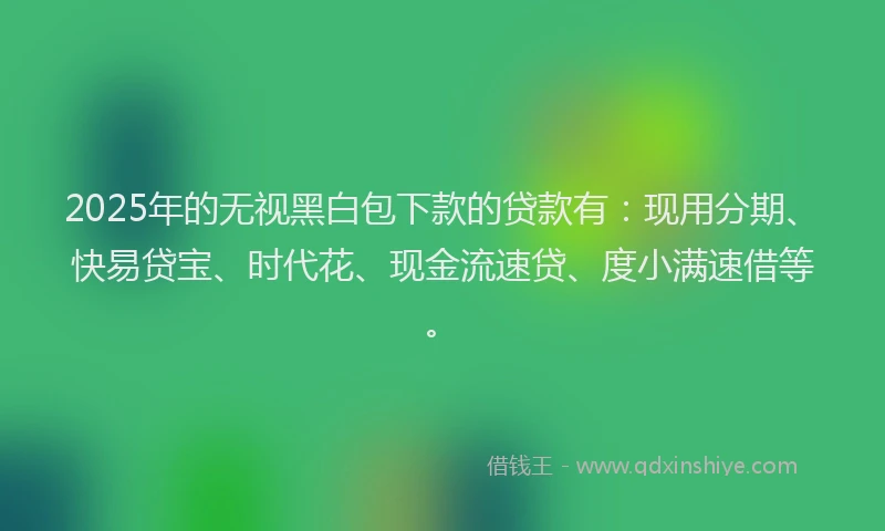 2025年的无视黑白包下款的贷款有：现用分期、快易贷宝、时代花、现金流速贷、度小满速借等。