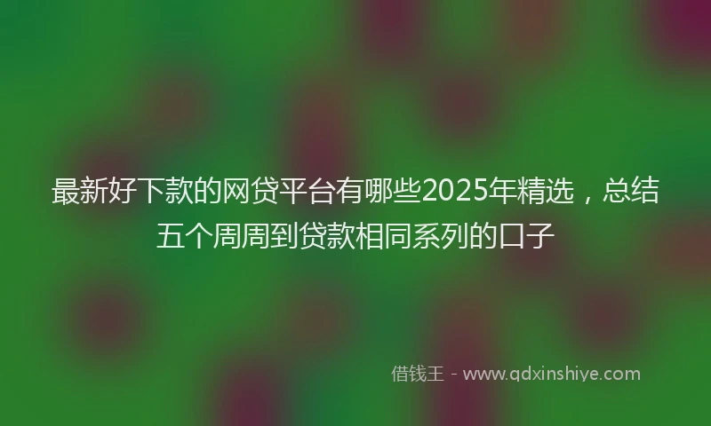最新好下款的网贷平台有哪些2025年精选，总结五个周周到贷款相同系列的口子