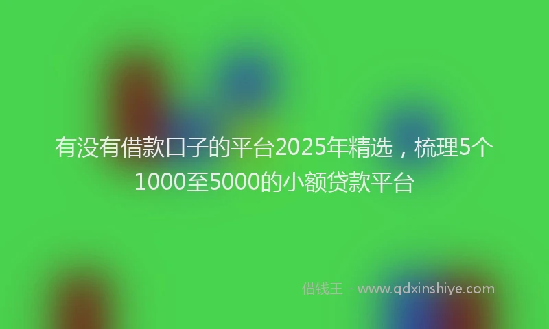 有没有借款口子的平台2025年精选，梳理5个1000至5000的小额贷款平台