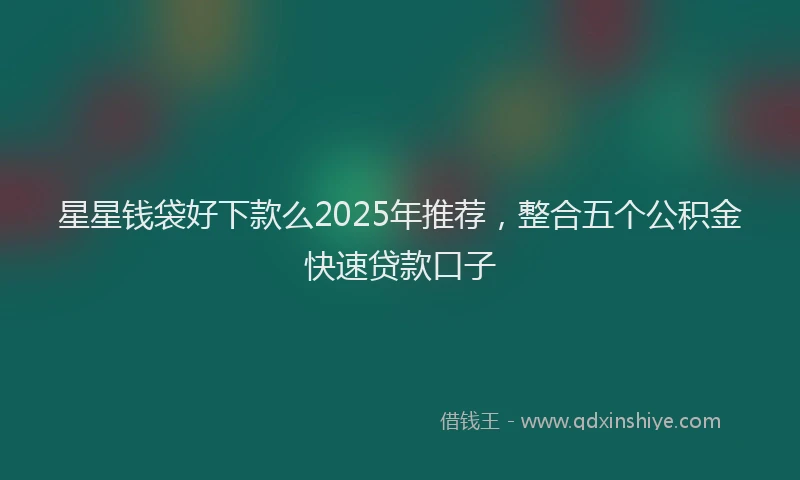 星星钱袋好下款么2025年推荐，整合五个公积金快速贷款口子