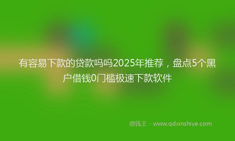 有容易下款的贷款吗吗2025年推荐，盘点5个黑户借钱0门槛极速下款软件