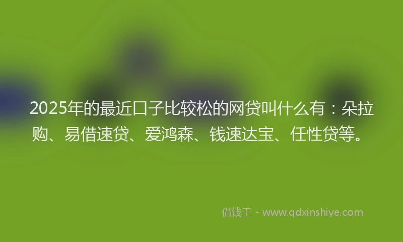 2025年的最近口子比较松的网贷叫什么有：朵拉购、易借速贷、爱鸿森、钱速达宝、任性贷等。