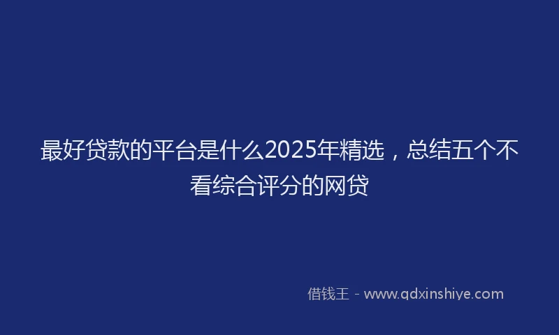 最好贷款的平台是什么2025年精选，总结五个不看综合评分的网贷