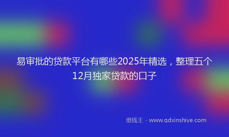易审批的贷款平台有哪些2025年精选，整理五个12月独家贷款的口子