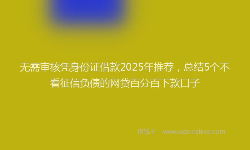 无需审核凭身份证借款2025年推荐，总结5个不看征信负债的网贷百分百下款口子