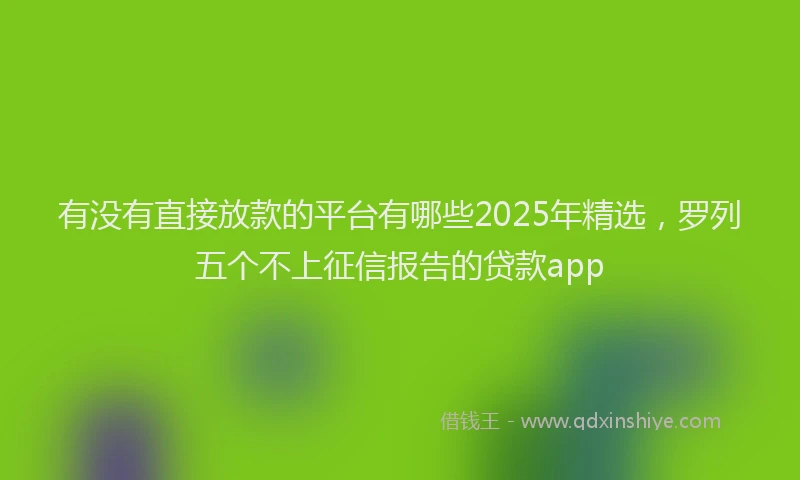有没有直接放款的平台有哪些2025年精选，罗列五个不上征信报告的贷款app