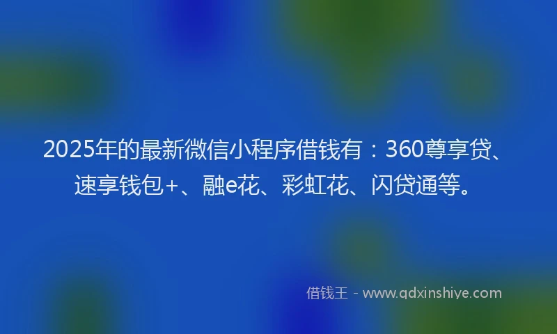 2025年的最新微信小程序借钱有：360尊享贷、速享钱包+、融e花、彩虹花、闪贷通等。