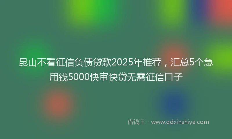 昆山不看征信负债贷款2025年推荐，汇总5个急用钱5000快审快贷无需征信口子