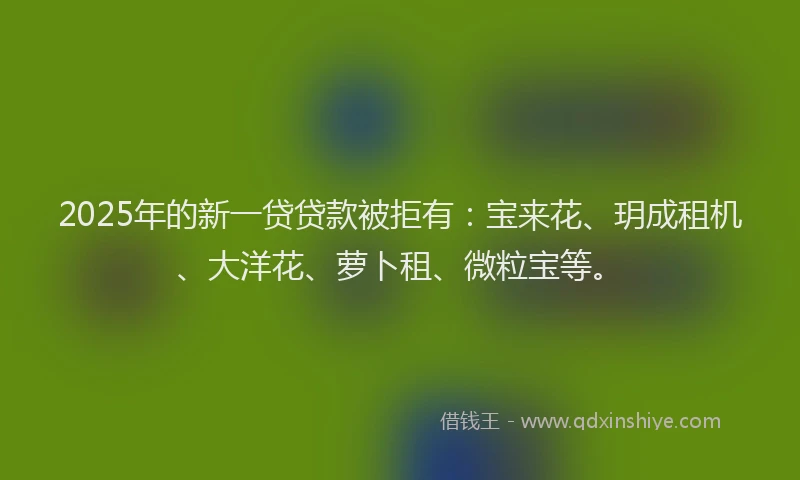 2025年的新一贷贷款被拒有：宝来花、玥成租机、大洋花、萝卜租、微粒宝等。