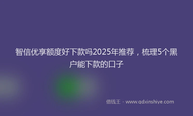 智信优享额度好下款吗2025年推荐，梳理5个黑户能下款的口子
