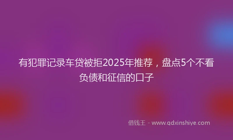 有犯罪记录车贷被拒2025年推荐，盘点5个不看负债和征信的口子