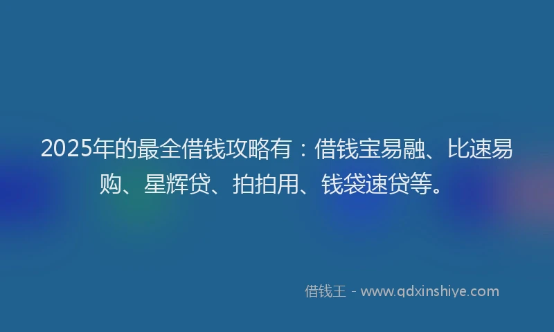 2025年的最全借钱攻略有：借钱宝易融、比速易购、星辉贷、拍拍用、钱袋速贷等。