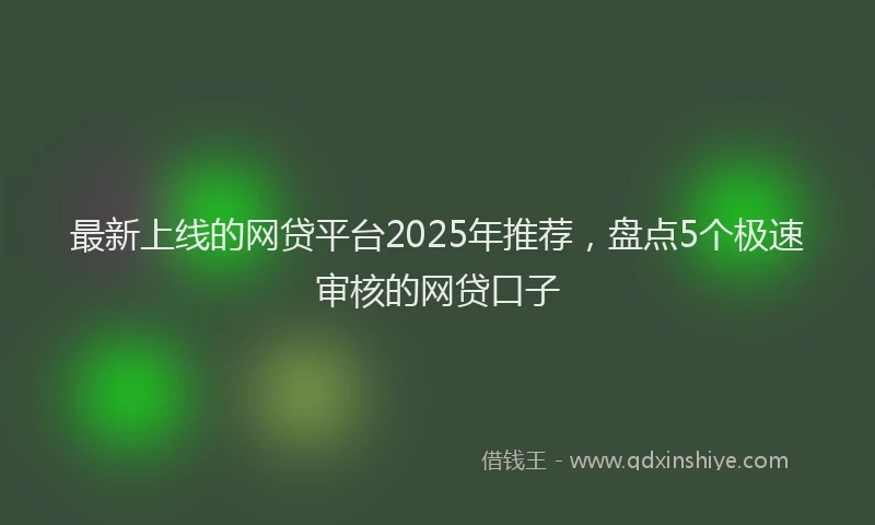 最新上线的网贷平台2025年推荐，盘点5个极速审核的网贷口子