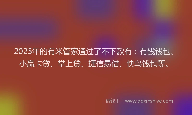2025年的有米管家通过了不下款有：有钱钱包、小赢卡贷、掌上贷、捷信易借、快鸟钱包等。