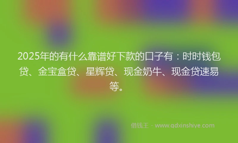 2025年的有什么靠谱好下款的口子有：时时钱包贷、金宝盒贷、星辉贷、现金奶牛、现金贷速易等。
