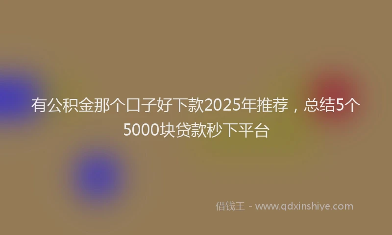 有公积金那个口子好下款2025年推荐，总结5个5000块贷款秒下平台