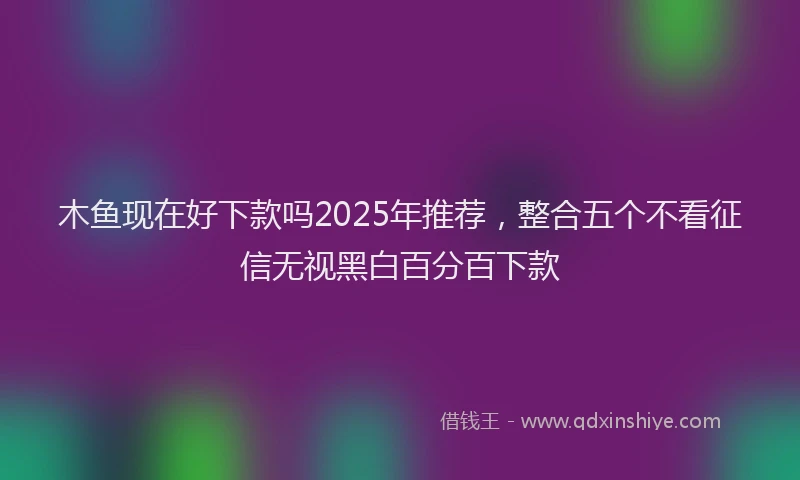 木鱼现在好下款吗2025年推荐，整合五个不看征信无视黑白百分百下款