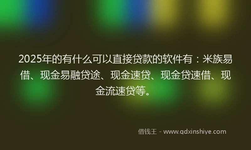 2025年的有什么可以直接贷款的软件有：米族易借、现金易融贷途、现金速贷、现金贷速借、现金流速贷等。