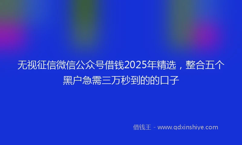 无视征信微信公众号借钱2025年精选，整合五个黑户急需三万秒到的的口子