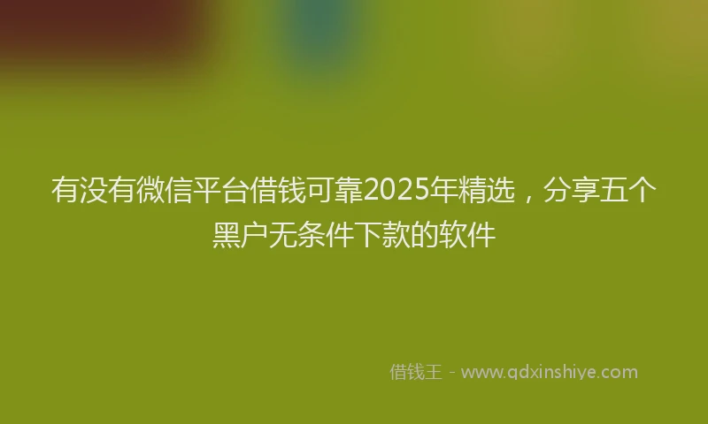 有没有微信平台借钱可靠2025年精选，分享五个黑户无条件下款的软件