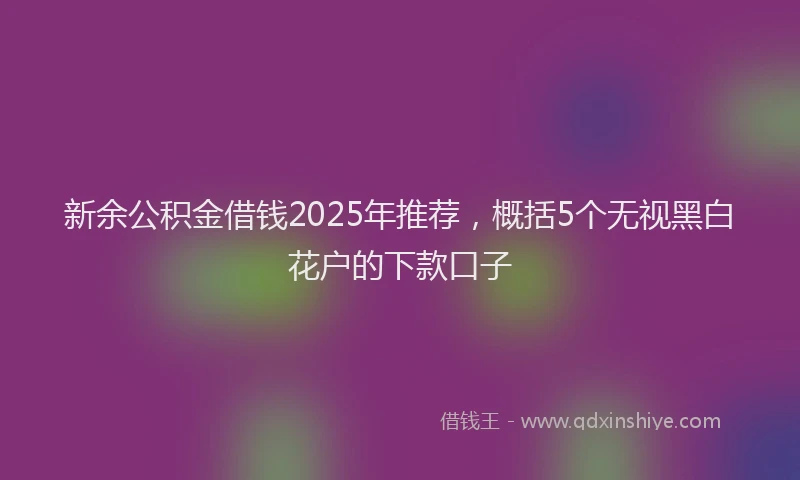 新余公积金借钱2025年推荐，概括5个无视黑白花户的下款口子