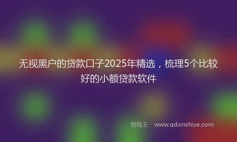 无视黑户的贷款口子2025年精选，梳理5个比较好的小额贷款软件