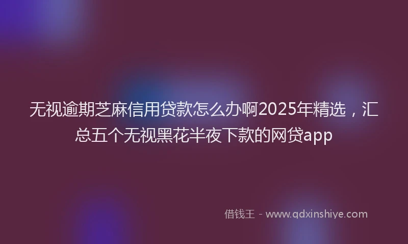 无视逾期芝麻信用贷款怎么办啊2025年精选，汇总五个无视黑花半夜下款的网贷app