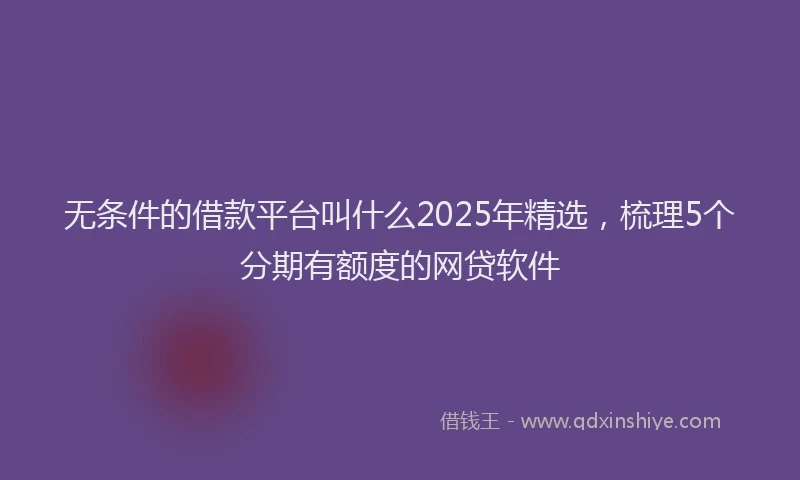无条件的借款平台叫什么2025年精选，梳理5个分期有额度的网贷软件