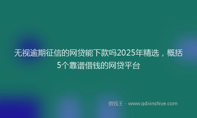 无视逾期征信的网贷能下款吗2025年精选，概括5个靠谱借钱的网贷平台