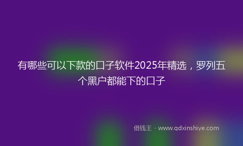 有哪些可以下款的口子软件2025年精选，罗列五个黑户都能下的口子