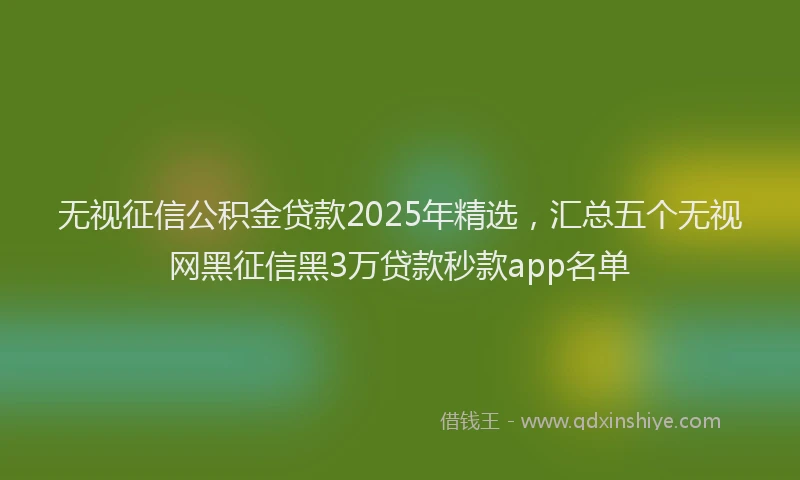 无视征信公积金贷款2025年精选，汇总五个无视网黑征信黑3万贷款秒款app名单