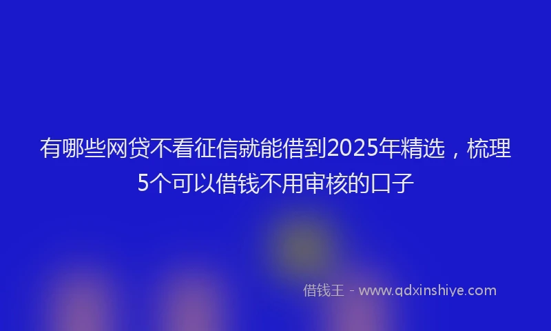 有哪些网贷不看征信就能借到2025年精选，梳理5个可以借钱不用审核的口子