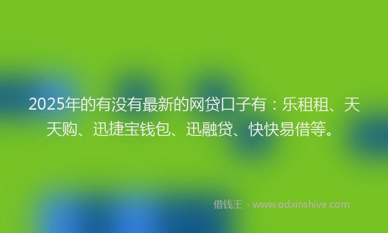 2025年的有没有最新的网贷口子有：乐租租、天天购、迅捷宝钱包、迅融贷、快快易借等。