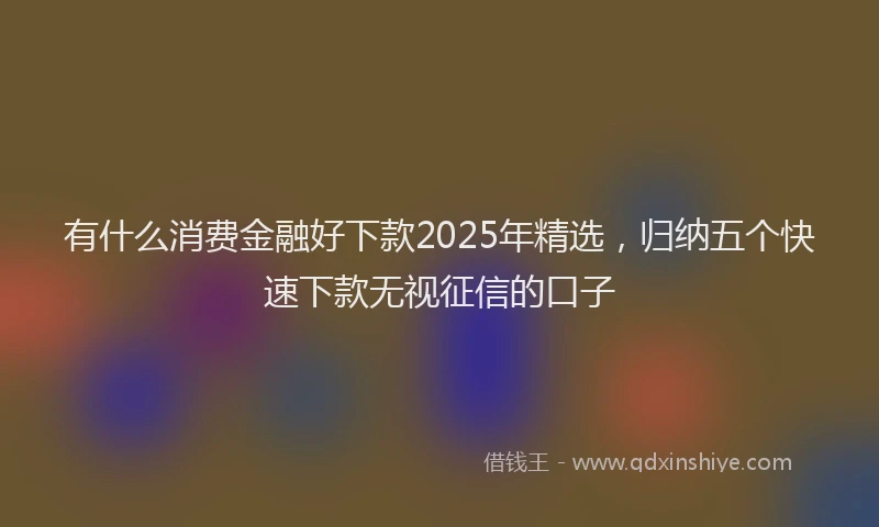 有什么消费金融好下款2025年精选，归纳五个快速下款无视征信的口子