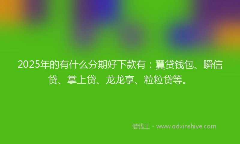 2025年的有什么分期好下款有：翼贷钱包、瞬信贷、掌上贷、龙龙享、粒粒贷等。