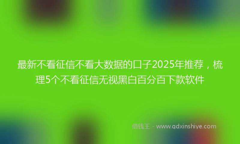 最新不看征信不看大数据的口子2025年推荐，梳理5个不看征信无视黑白百分百下款软件