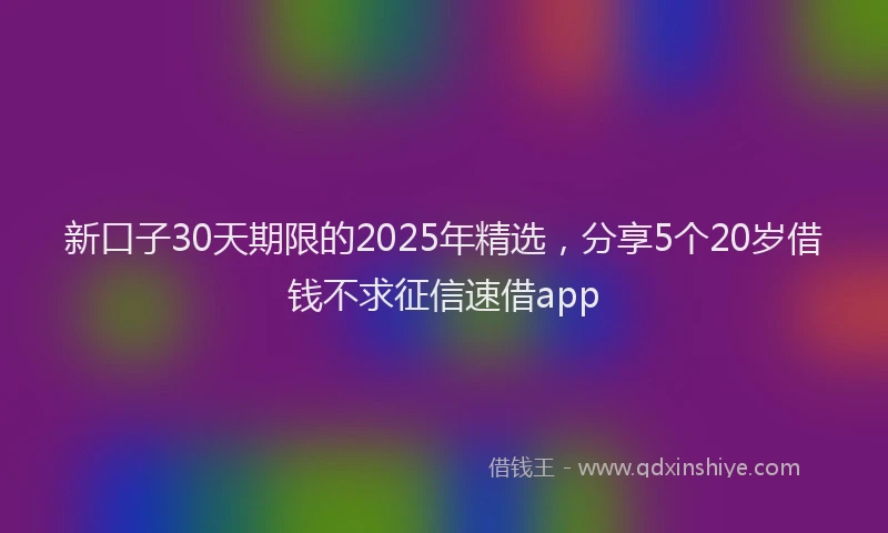 新口子30天期限的2025年精选，分享5个20岁借钱不求征信速借app