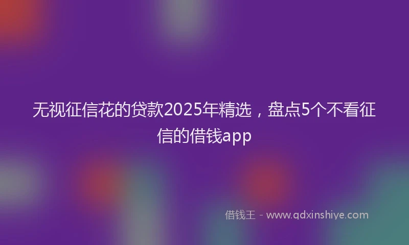 无视征信花的贷款2025年精选，盘点5个不看征信的借钱app