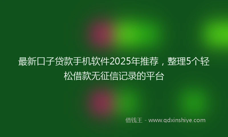 最新口子贷款手机软件2025年推荐，整理5个轻松借款无征信记录的平台