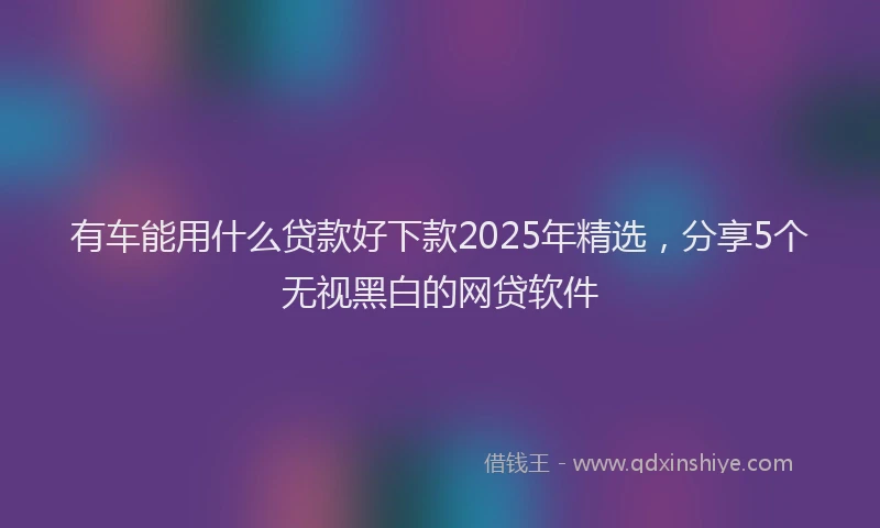 有车能用什么贷款好下款2025年精选，分享5个无视黑白的网贷软件
