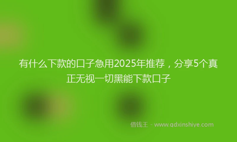 有什么下款的口子急用2025年推荐，分享5个真正无视一切黑能下款口子