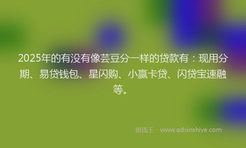 2025年的有没有像芸豆分一样的贷款有：现用分期、易贷钱包、星闪购、小赢卡贷、闪贷宝速融等。