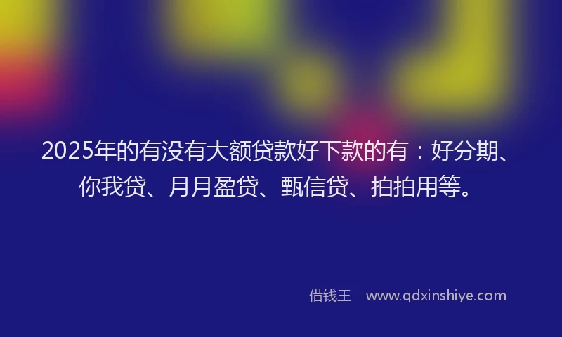 2025年的有没有大额贷款好下款的有：好分期、你我贷、月月盈贷、甄信贷、拍拍用等。