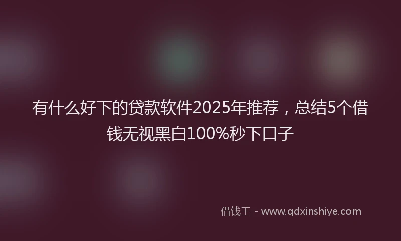 有什么好下的贷款软件2025年推荐，总结5个借钱无视黑白100%秒下口子