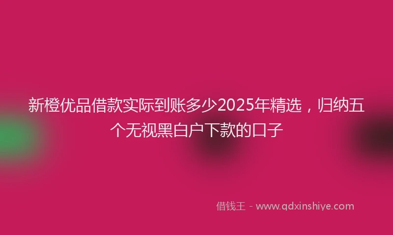新橙优品借款实际到账多少2025年精选，归纳五个无视黑白户下款的口子