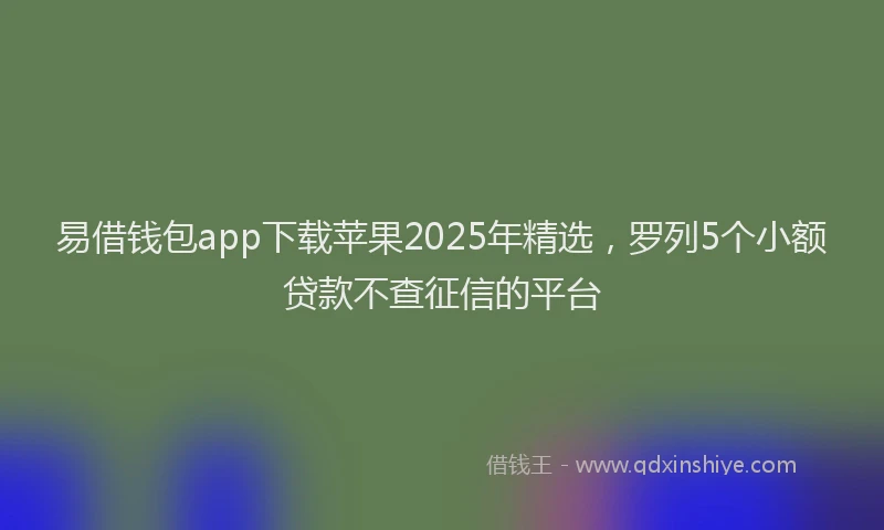 易借钱包app下载苹果2025年精选，罗列5个小额贷款不查征信的平台
